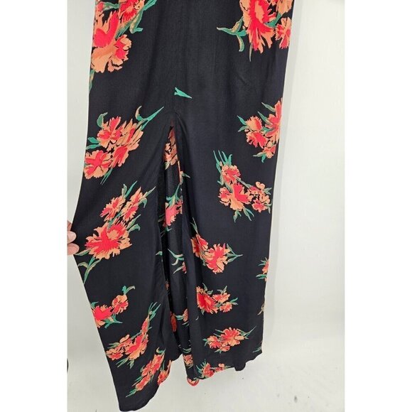 New Flynn Skye Black Floral Kennedy Maxi Dress Women XS Spaghetti Strap Slit - Picture 5 of 10